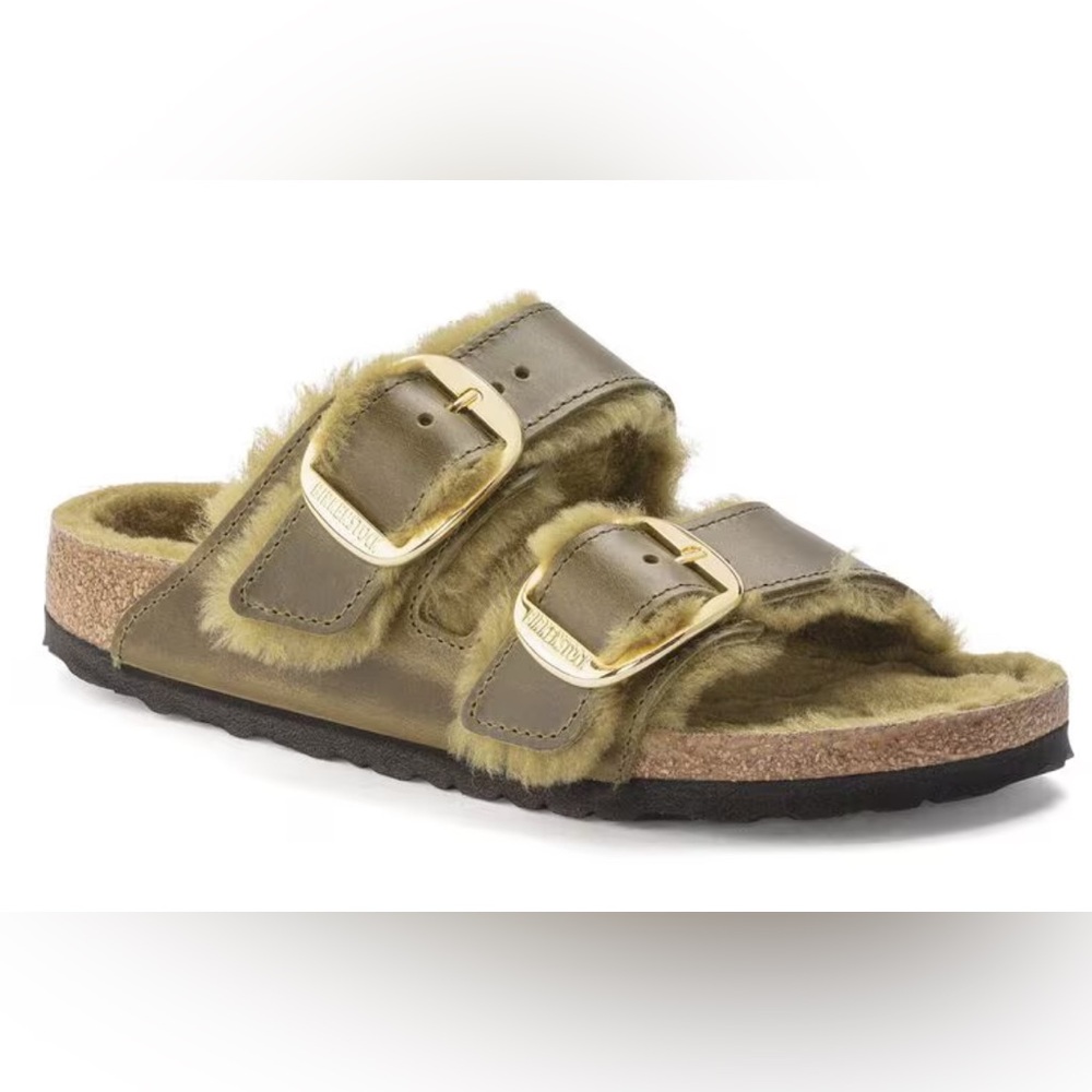 Arizona Big Buckle Shearling Natural Leather Oiled in Olive Size 37 New